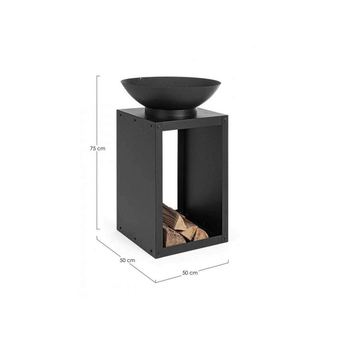 Braciere Metallo con Porta Legna Efesto Nero cm.50x75 | Bizzotto