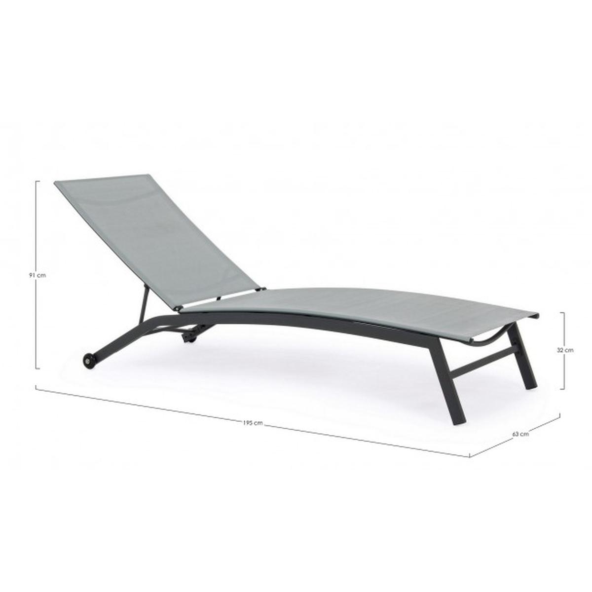 Lettino Metallo Nildas Antracite con Ruote cm.195 | Bizzotto
