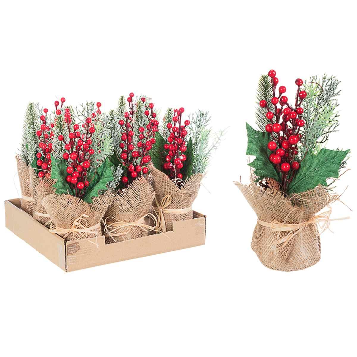 Albero Natale cm.24 Melrose Bacche Rosso |Bizzotto