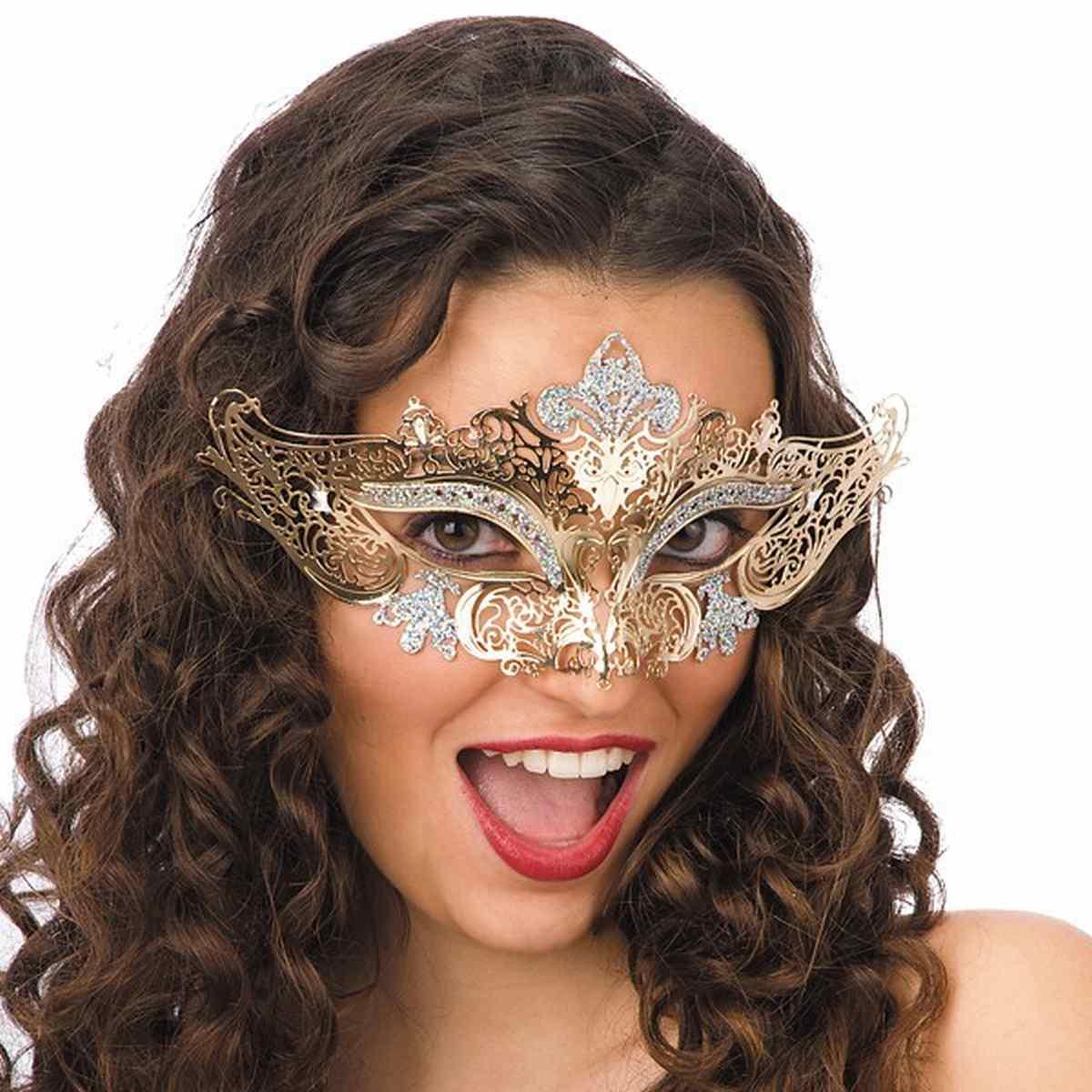 Maschera Viso Metallo Oro Argento |Carnival Toys