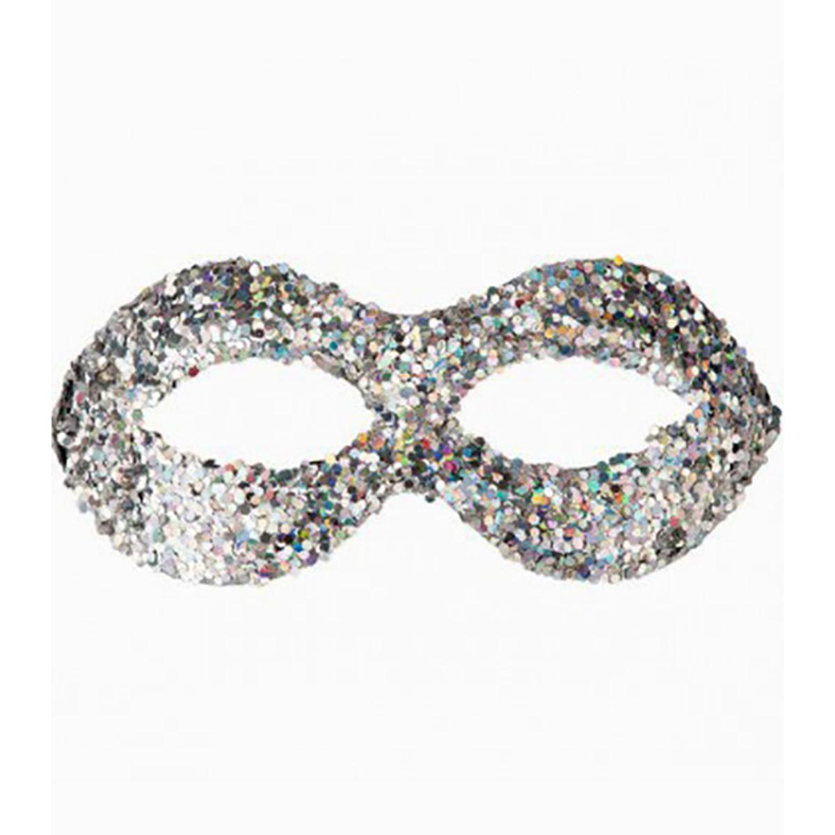Maschera Viso Cartapesta Argento con Paillettes |Carnival Toys