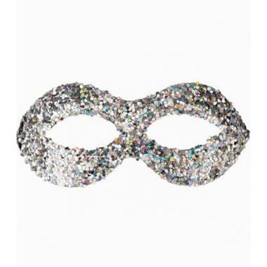 Maschera Viso Cartapesta Argento con Paillettes |Carnival Toys