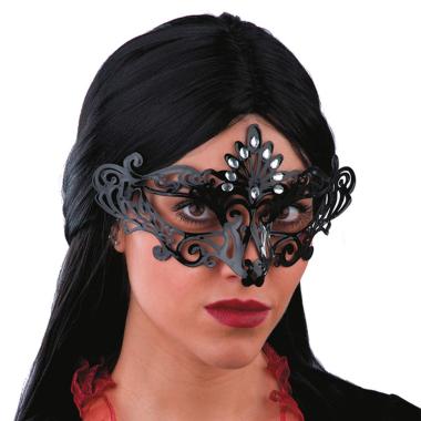 Maschera Viso Cartapesta Nera con Gemme |Carnival Toys
