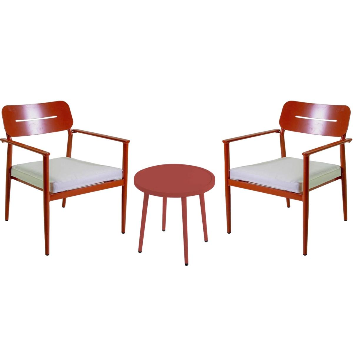 Salotto Alluminio Ibiza Rosso Terracotta Set con 2 Poltrone con Tavolo | Vacchetti