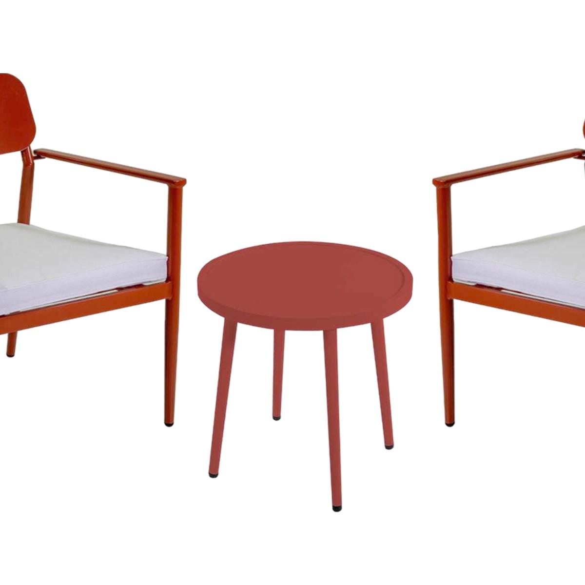 Salotto Alluminio Ibiza Rosso Terracotta Set con 2 Poltrone con Tavolo | Vacchetti
