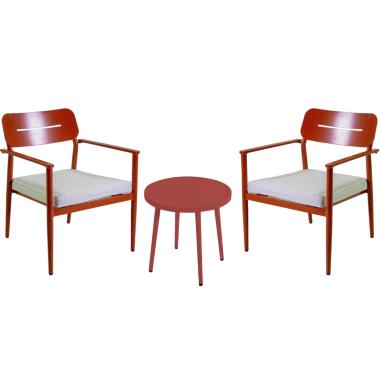 Salotto Alluminio Ibiza Rosso Terracotta Set con 2 Poltrone con Tavolo | Vacchetti