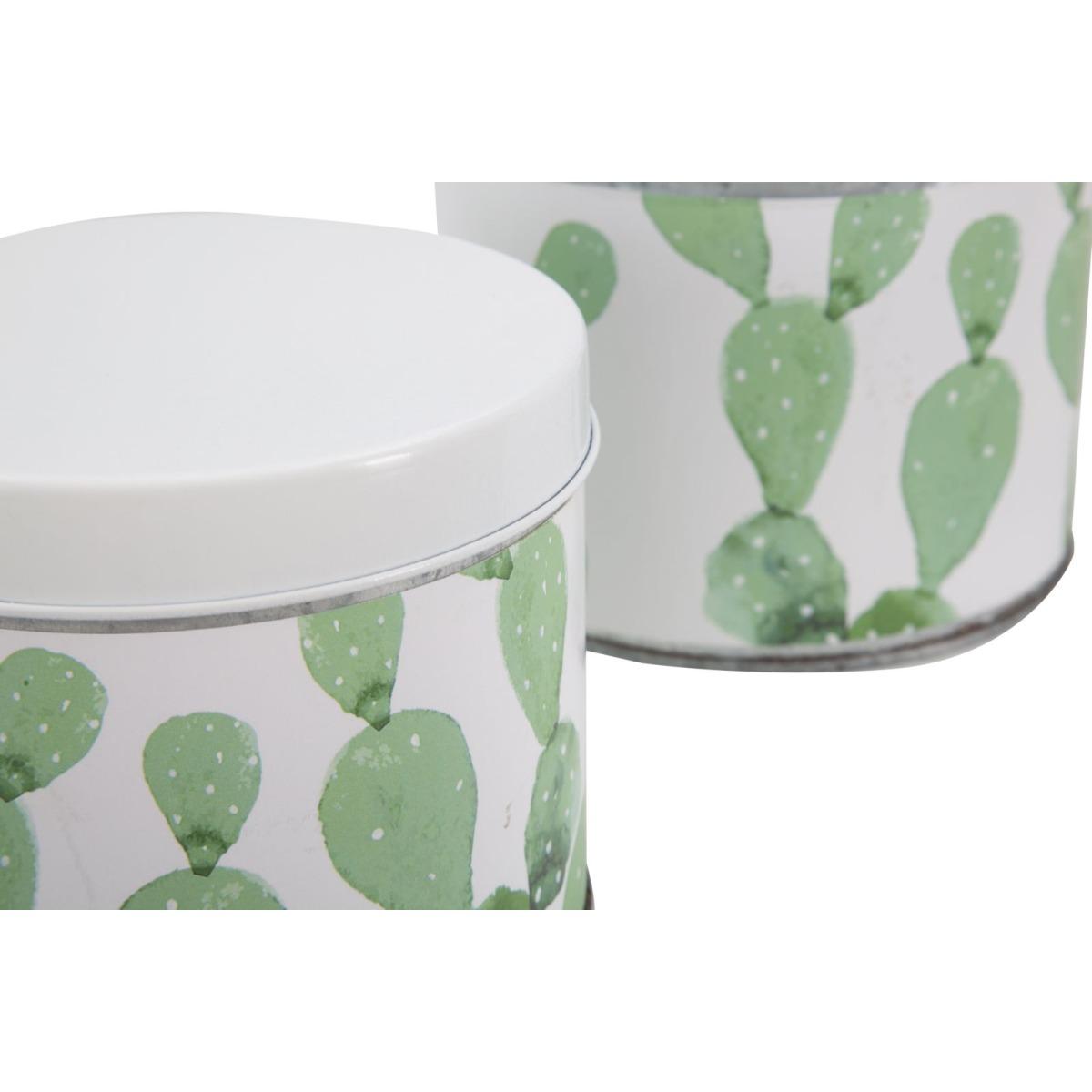 Cofanetti In Latta Cactus Set 3 Pz cm. cm.Ø15x13,5-14x11,5-14x11,5 |Mauro Ferretti