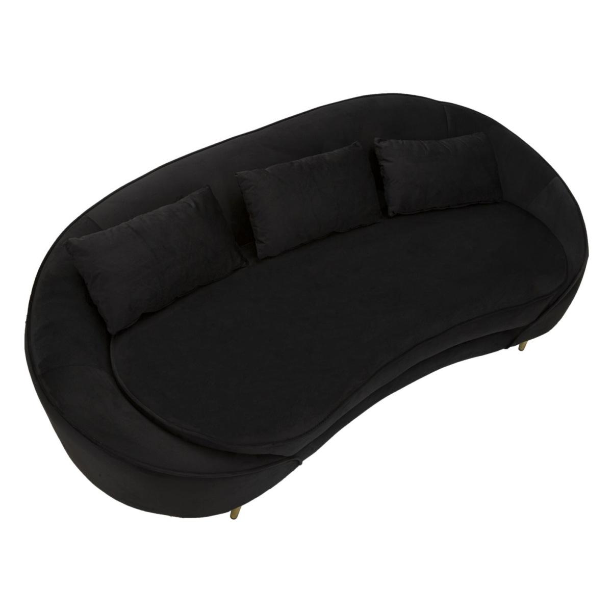 Divano 3 Posti Oslo Con Cuscini Nero cm.185x84x68