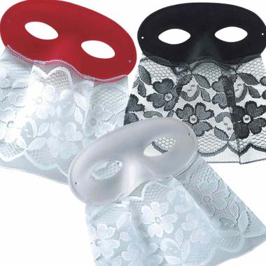 Maschera Viso PVC Domino Tessuto con Bautta 3 Modelli |Carnival Toys