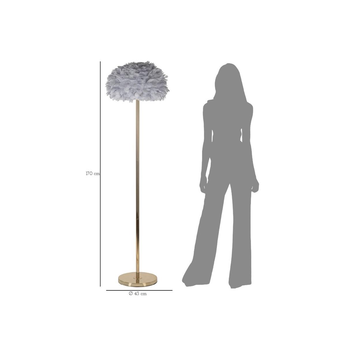 Lampada Da Terra Feathers Slim Grigia cm.Ø43x170 |Mauro Ferretti