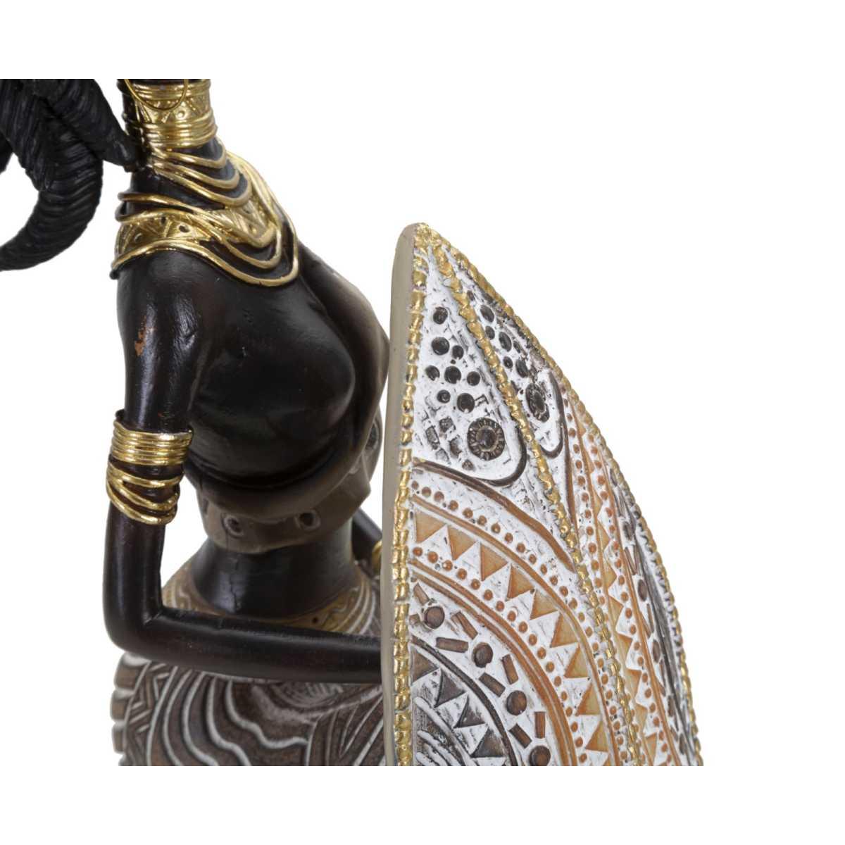 Masai Tribal Con Scudo cm.13,5x9x24,5 |Mauro Ferretti