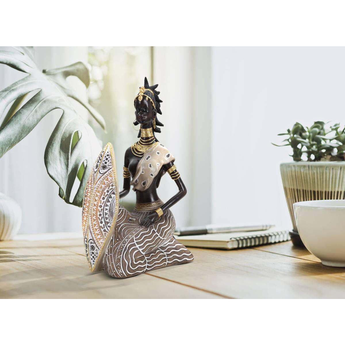 Masai Tribal Con Scudo cm.13,5x9x24,5 |Mauro Ferretti