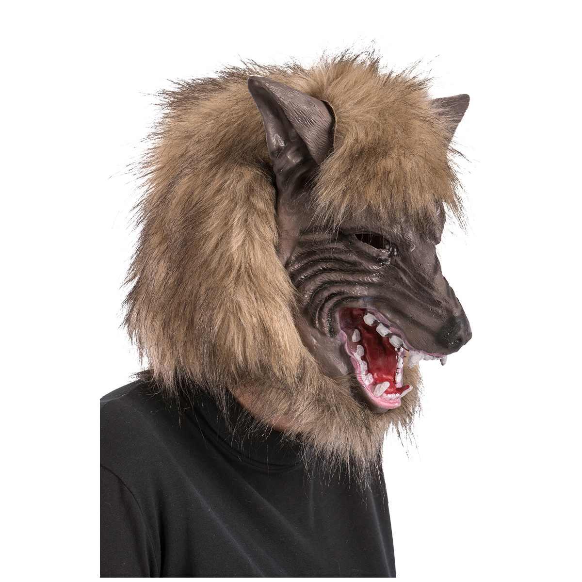 Maschera Viso Lattice Lupo con Capelli |Carnival Toys