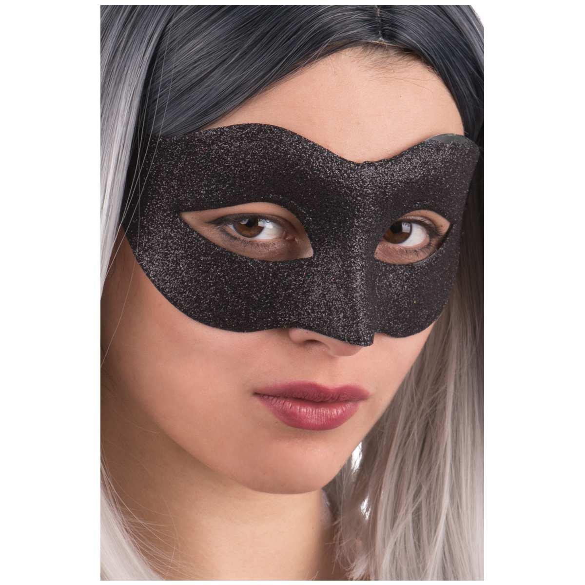 Maschera Viso PVC Nera Glitter |Carnival Toys