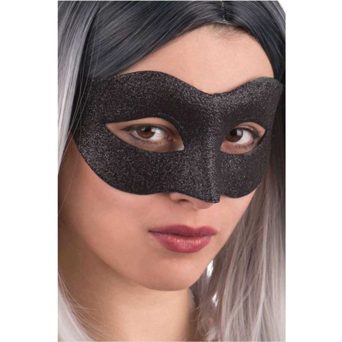 Maschera Viso PVC Nera Glitter |Carnival Toys