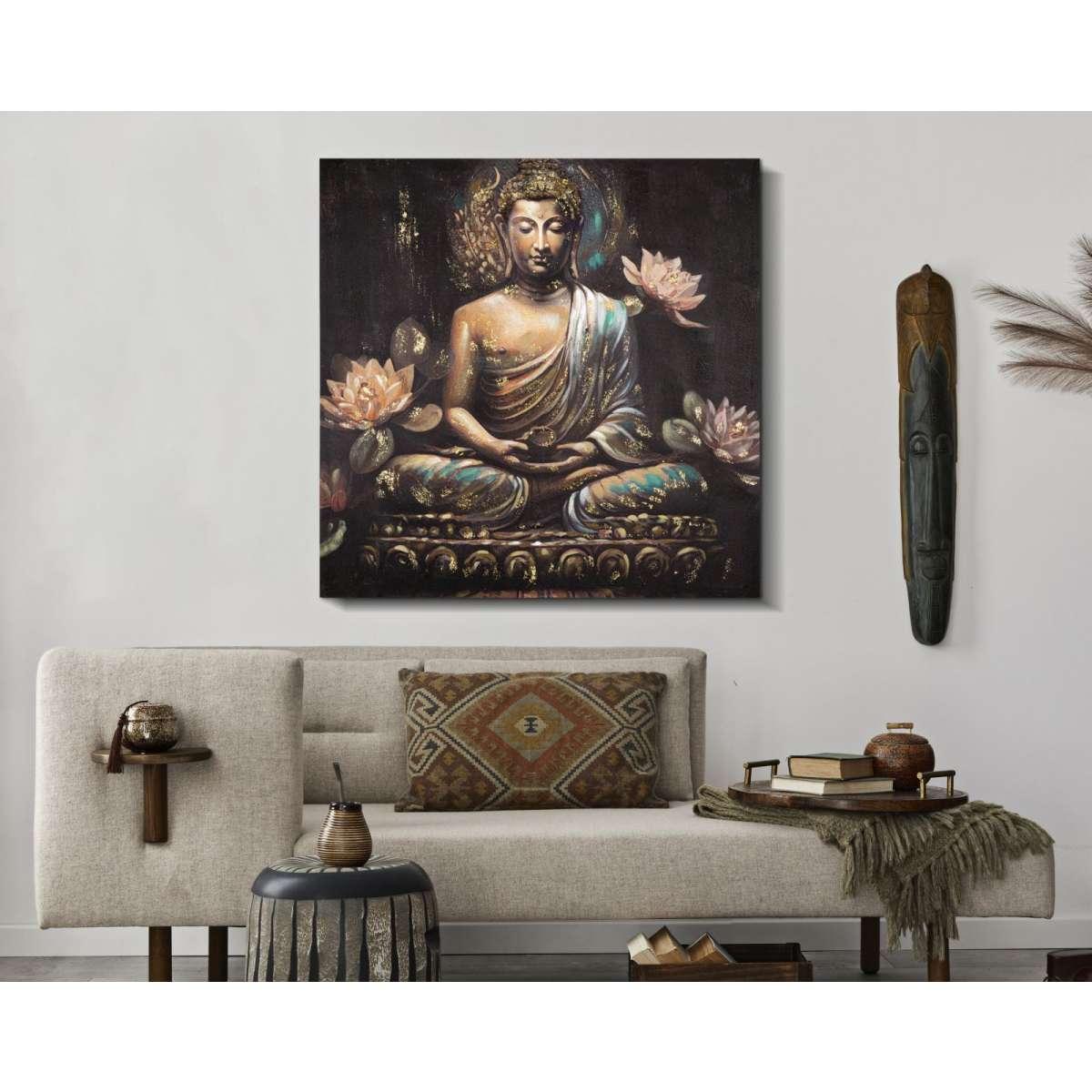 Quadro Dipinto Tela Buddha A cm.100x3x100 |Mauro Ferretti