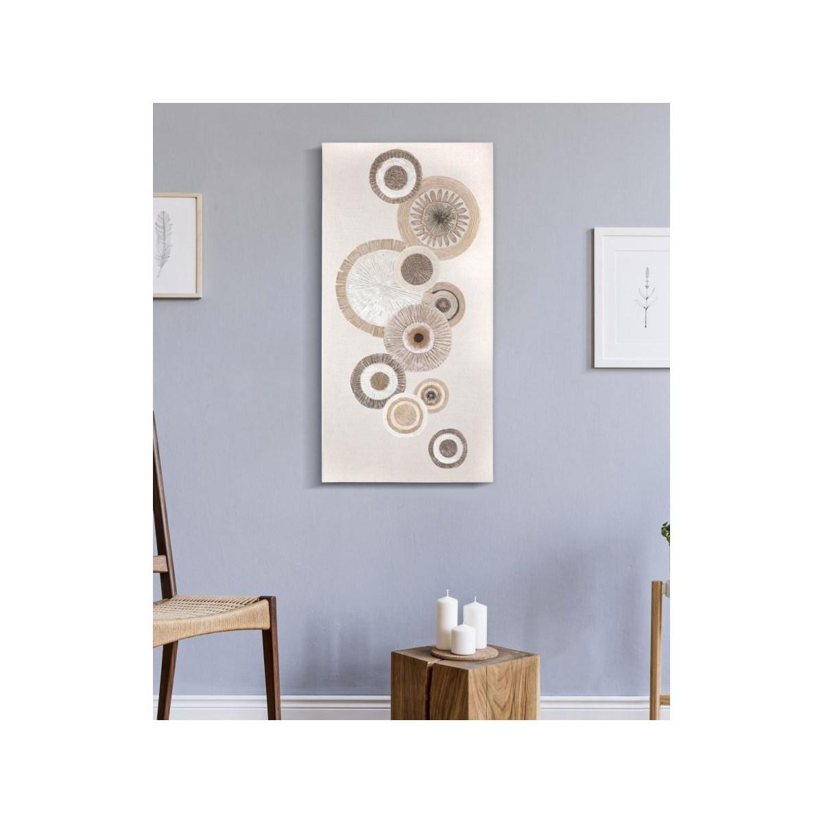 Quadro Dipinto Tela Circly Con Inserti Mod.A cm.50x3,2x100 |Mauro Ferretti