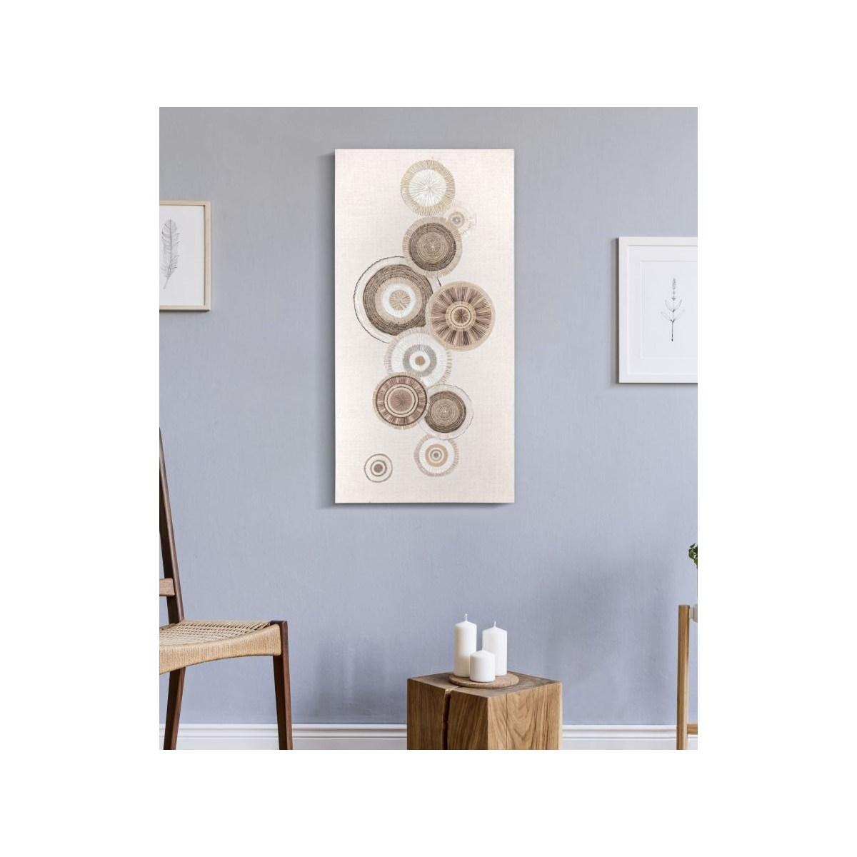 Quadro Dipinto Tela Circly Con Inserti Mod.B cm.50x3,2x100 |Mauro Ferretti