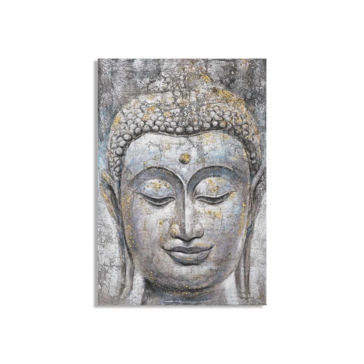 Quadro Dipinto Su Tela Face Buddha Light Mod. A cm.80x3x120 |Mauro Ferretti