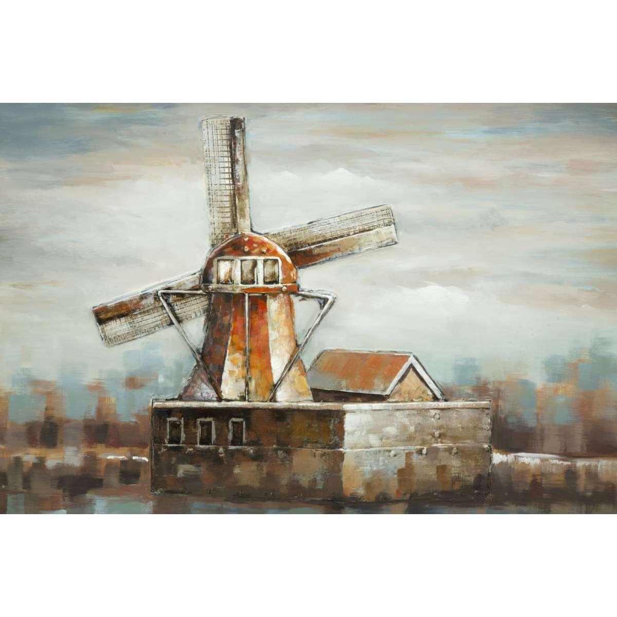 Quadro Dipinto Tela Mulino Vento cm.120x3,7x80 |Mauro Ferretti