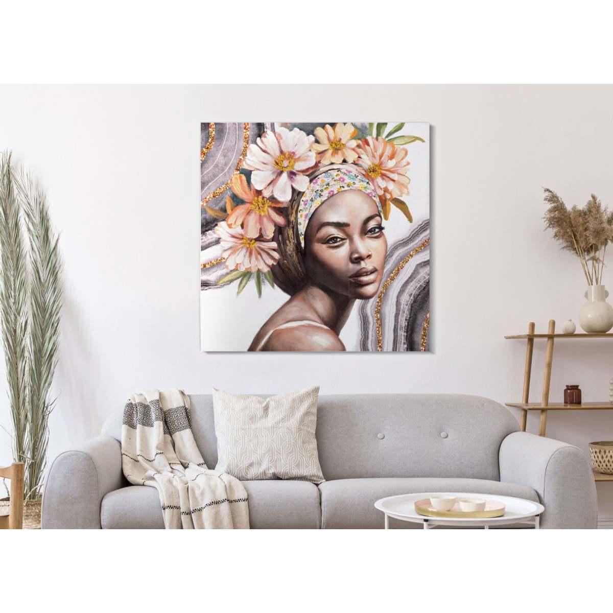 Quadro Dipinto Tela Naomi Mod.A cm.100x3x100 |Mauro Ferretti