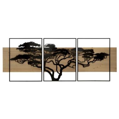 Quadro Pannello Da Muro Lagos Ferro E Wood Set 3Pz cm.204x2x80 72x2x80-60x2x80 |Mauro Ferretti