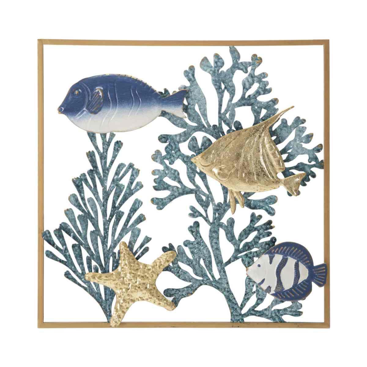 Quadro Pannello In Ferro Fish cm.50,2x3,8x50,2 |Mauro Ferretti