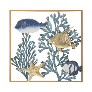Quadro Pannello In Ferro Fish cm.50,2x3,8x50,2 |Mauro Ferretti