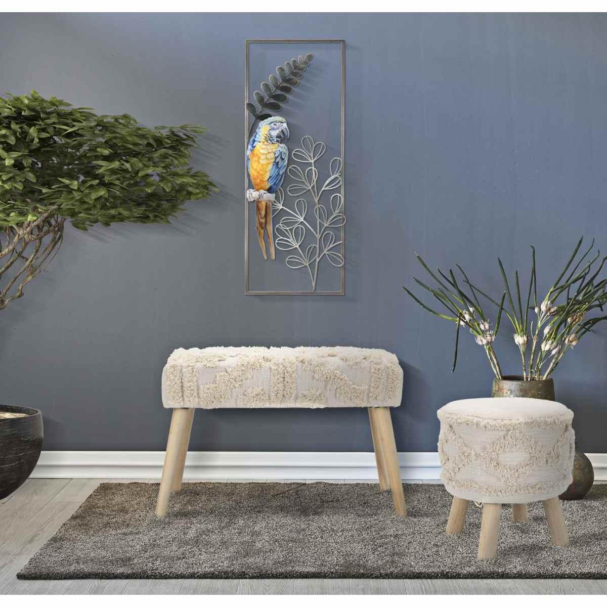 Quadro Pannello In Ferro Parrot cm.28,6x2,5x74,3 |Mauro Ferretti