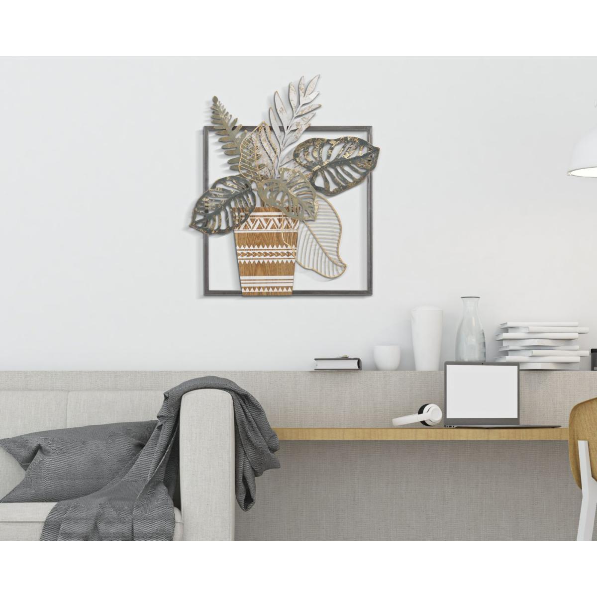 Quadro Pannello In Ferro Vaso cm.54x6,4x62,9 |Mauro Ferretti