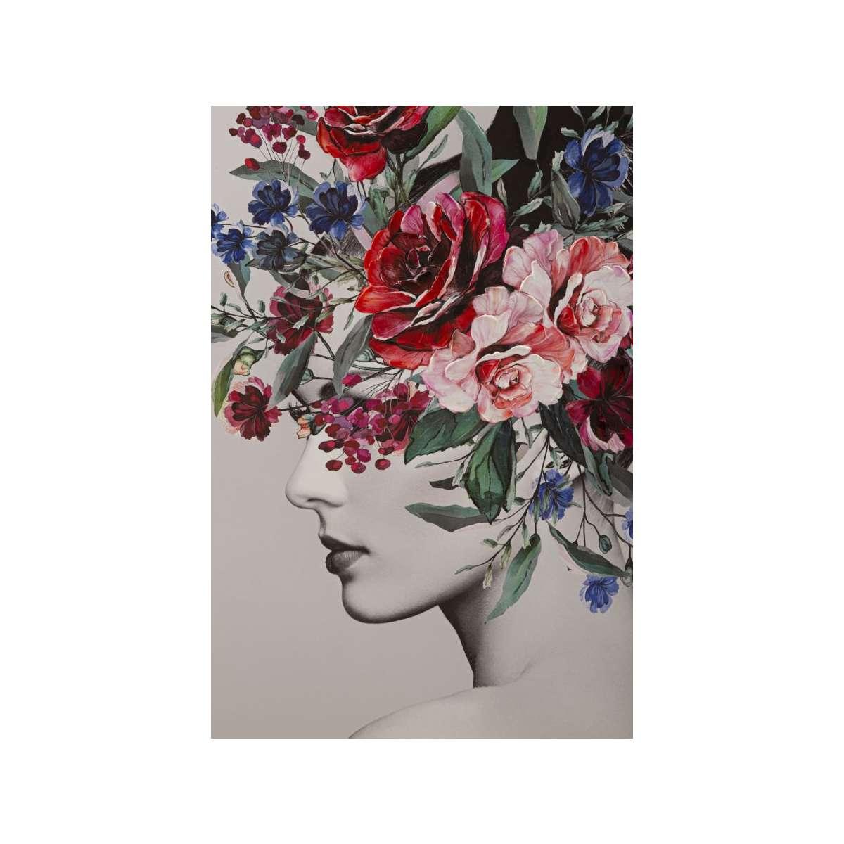 Quadro Stampa Dipinta Lady Flower Mod.A cm.80x2,8x120 |Mauro Ferretti