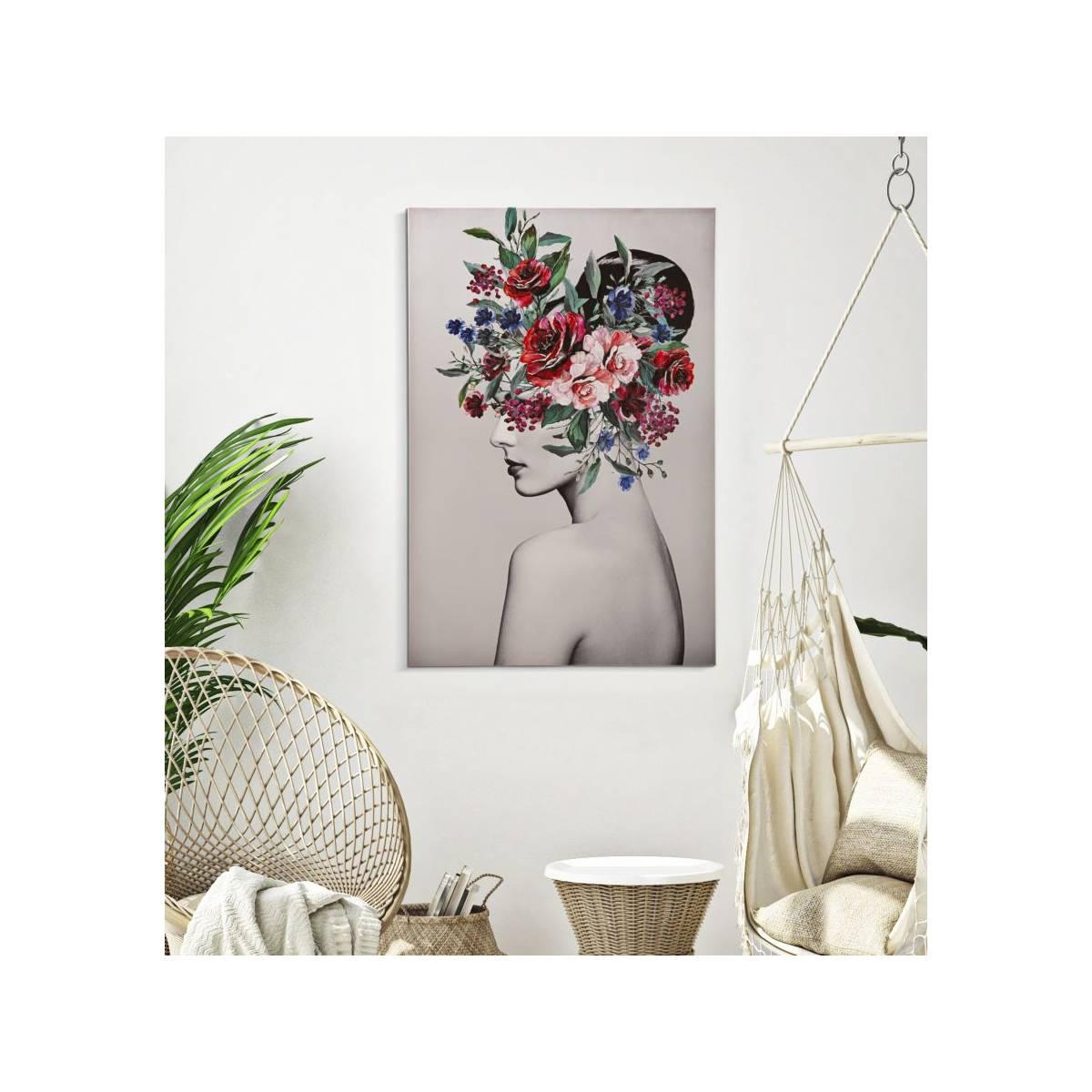 Quadro Stampa Dipinta Lady Flower Mod.A cm.80x2,8x120 |Mauro Ferretti