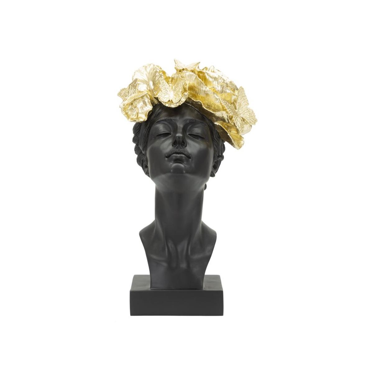 Scultura Donna Con Farfalle In Testa cm.21x20x36,5 |Mauro Ferretti