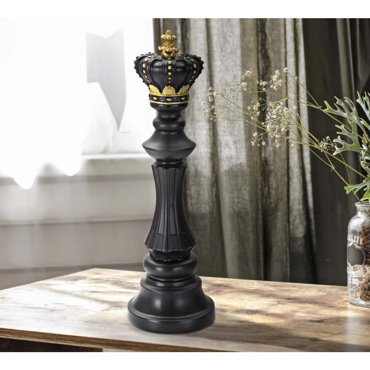 Scultura Re Nero E Oro cm.Ø13x40,5 |Mauro Ferretti