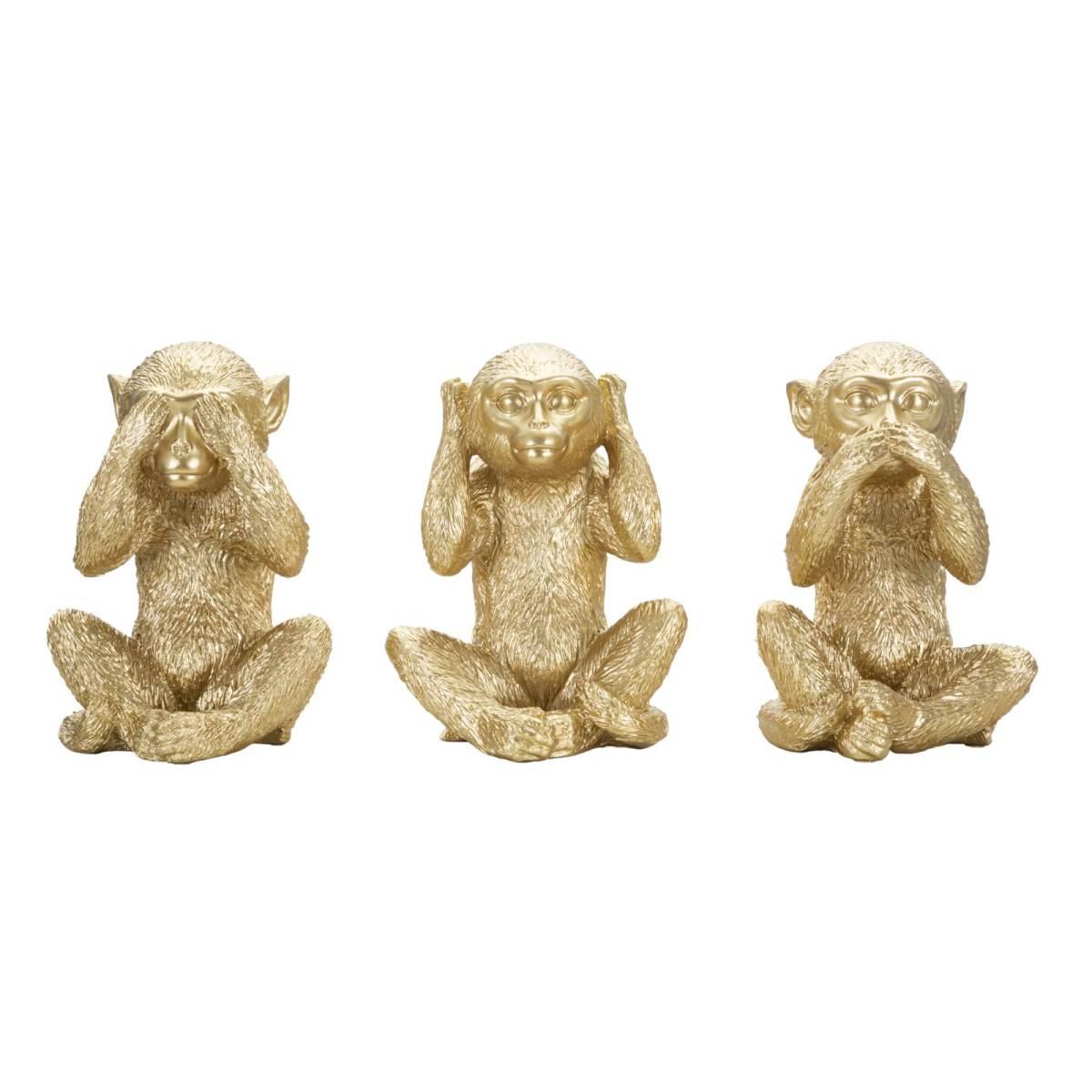 Scultura Scimmia Non Vedo Non Sento Non Parlo Set 3 Pz cm.13x14x19.5 |Mauro Ferretti