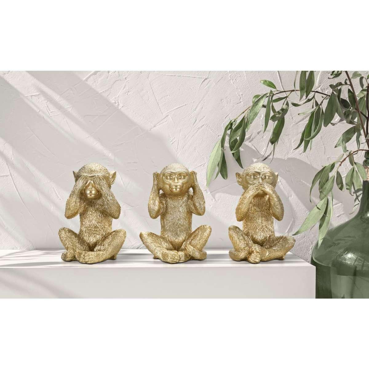 Scultura Scimmia Non Vedo Non Sento Non Parlo Set 3 Pz cm.13x14x19.5 |Mauro Ferretti