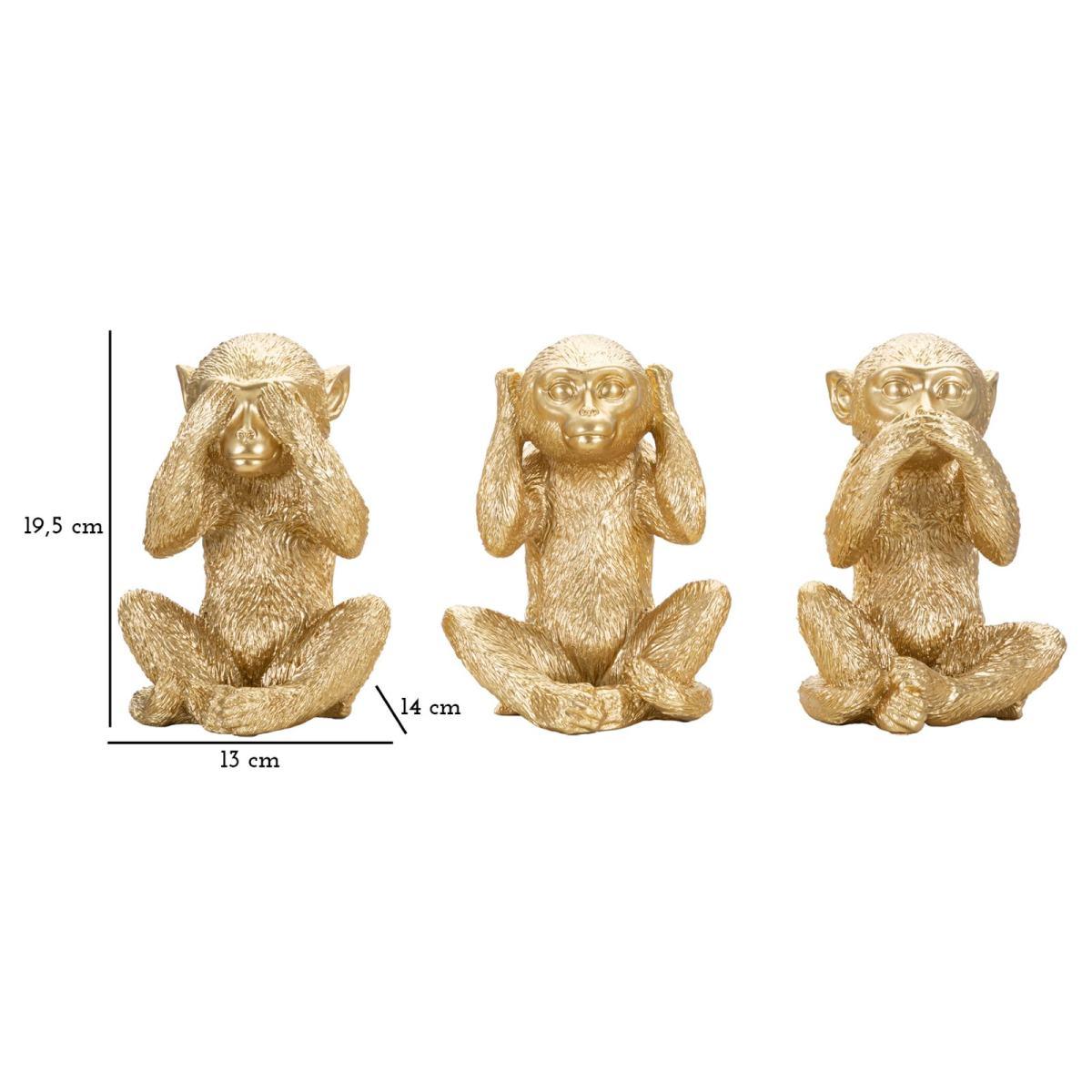 Scultura Scimmia Non Vedo Non Sento Non Parlo Set 3 Pz cm.13x14x19.5 |Mauro Ferretti