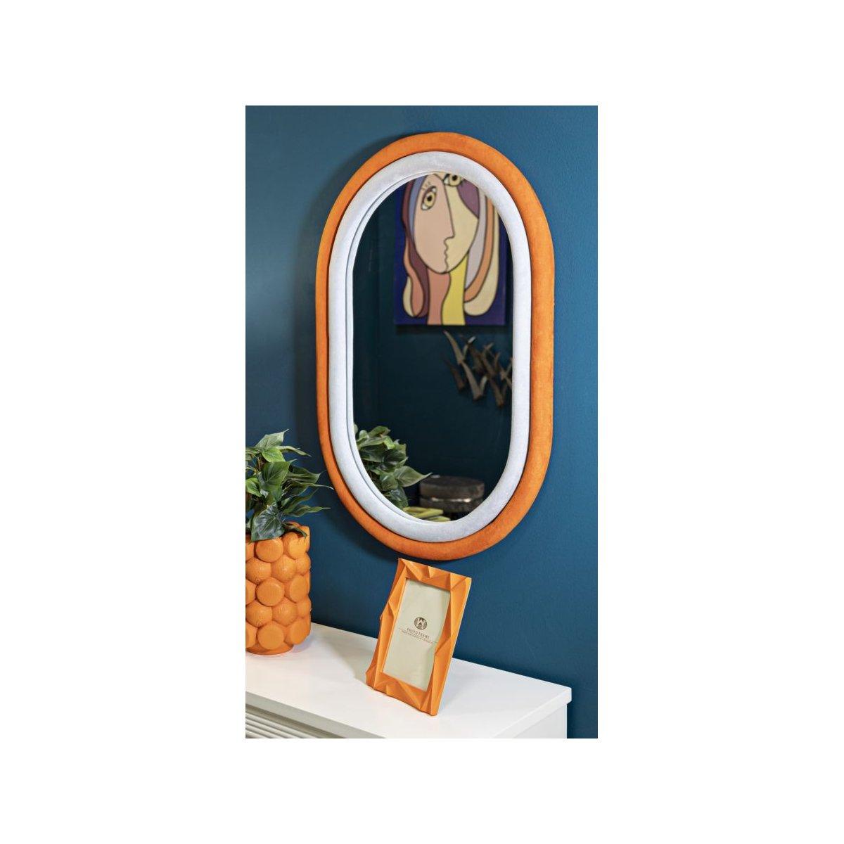 Specchio Da Muro Antony Velluto Arancio Mix cm.60x4x90 |Mauro Ferretti