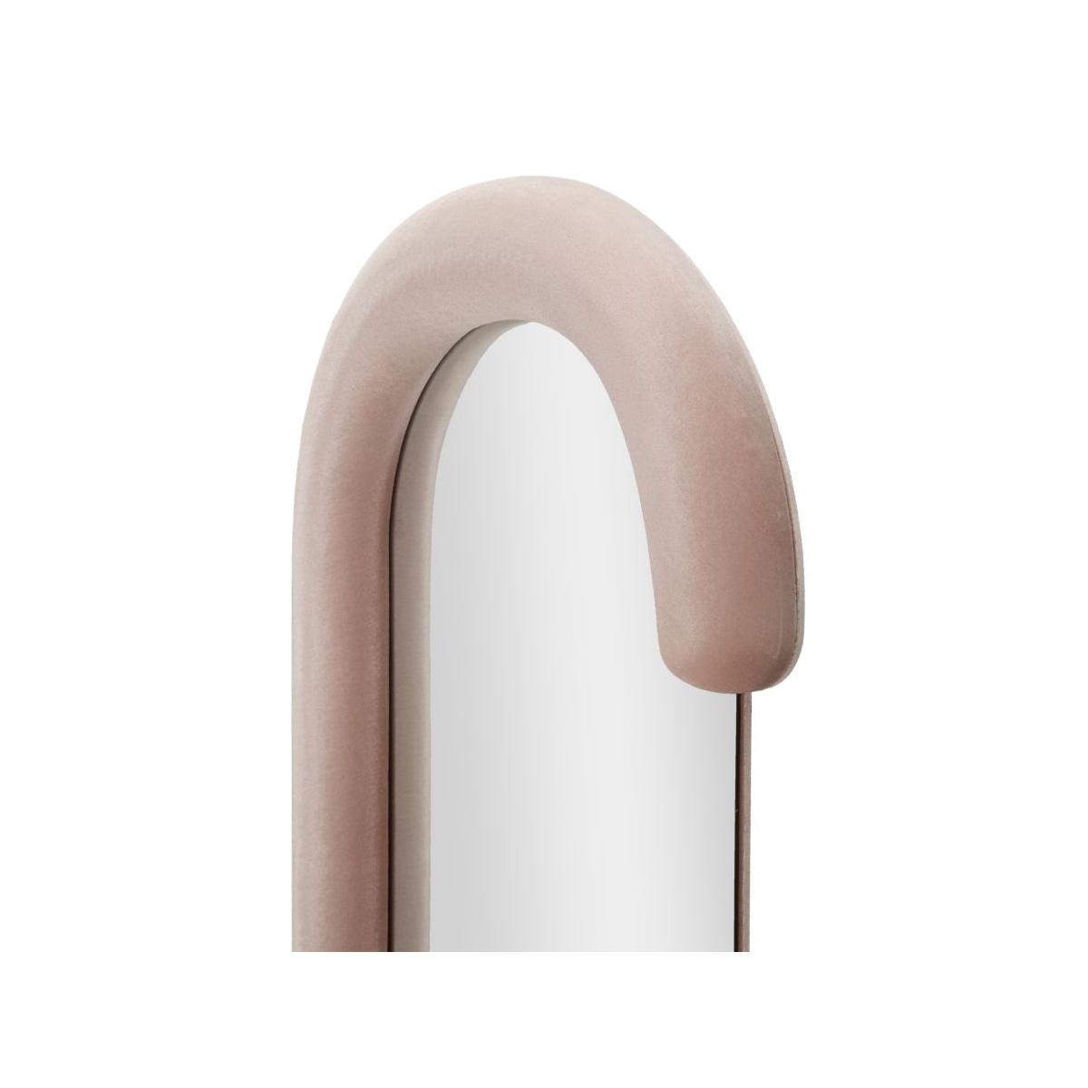 Specchio Da Muro Chantal Velluto Rosa cm.60x7x160 Misura Specchio cm.45x140 |Mauro Ferretti