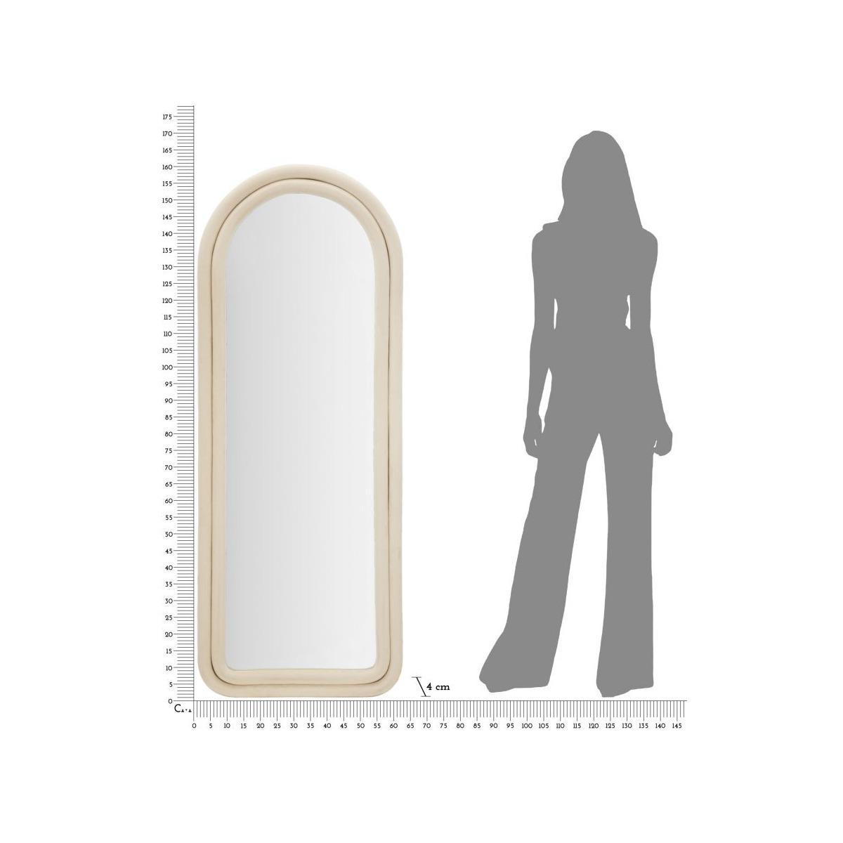 Specchio Da Muro Cloe Velluto Crema cm.60x4x160 |Mauro Ferretti