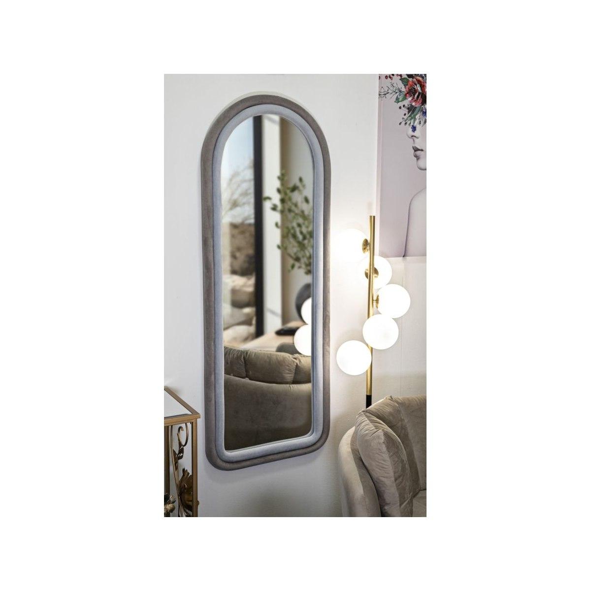 Specchio Da Muro Cloe Velluto Grigio cm.60x4x160 |Mauro Ferretti