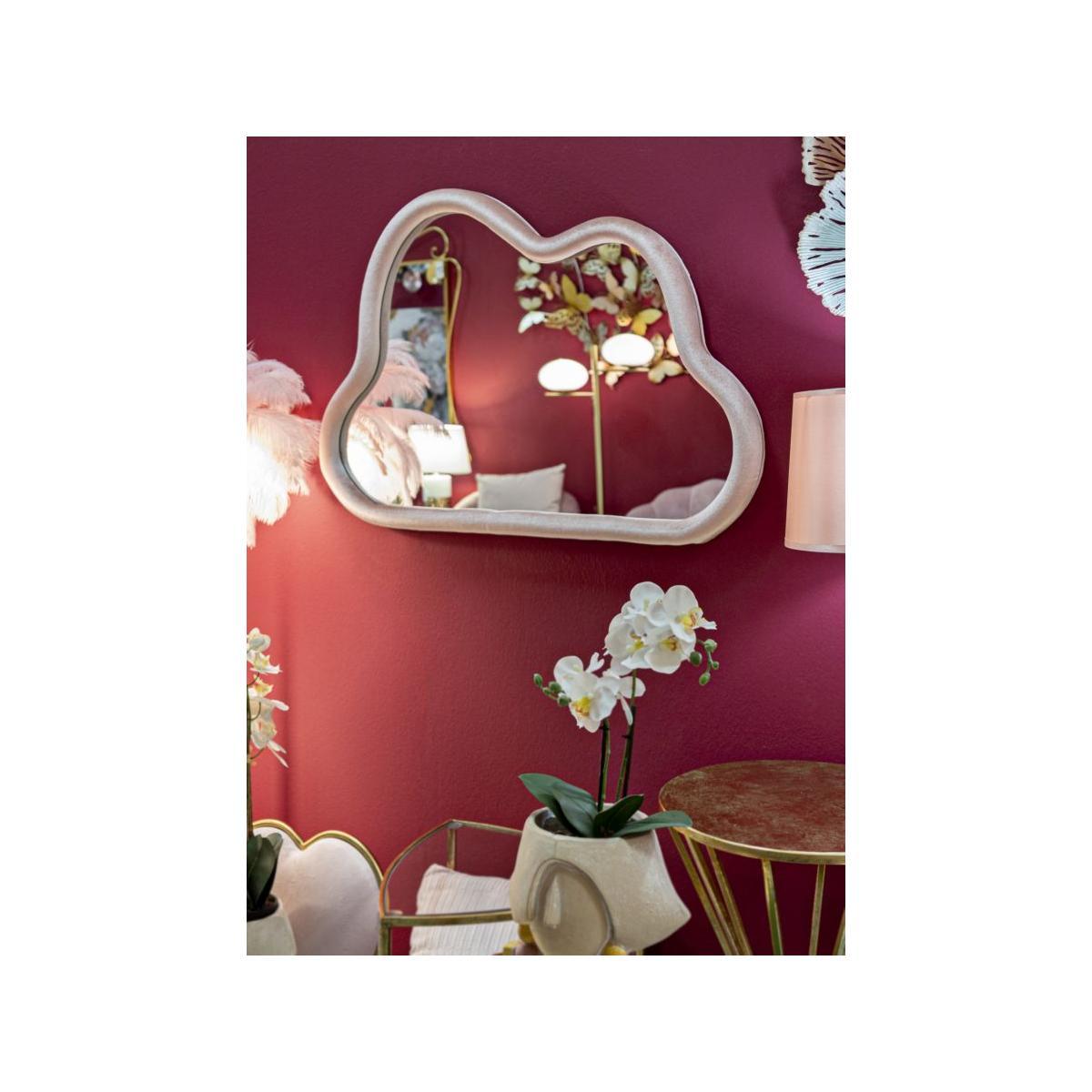 Specchio Da Muro Cloud Velluto Rosa cm.90x4x60 Misura Specchio cm.82x52 |Mauro Ferretti