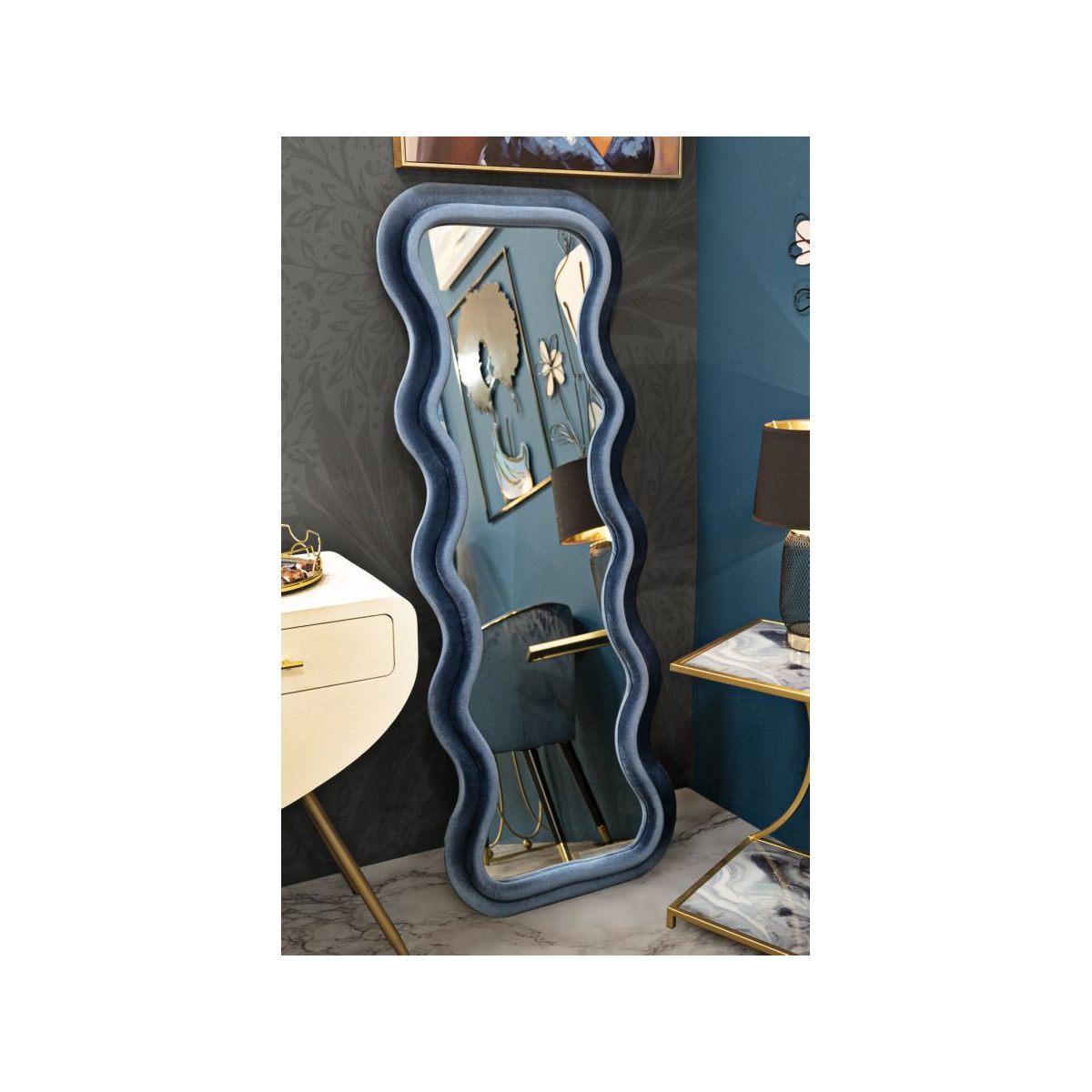 Specchio Da Muro Emily Velluto Blu cm.60x6x160 Misura Specchio cm.42x144 |Mauro Ferretti