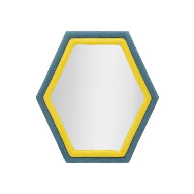 Specchio Da Muro Tony Velluto Blu Giallo cm.75x4x80 |Mauro Ferretti