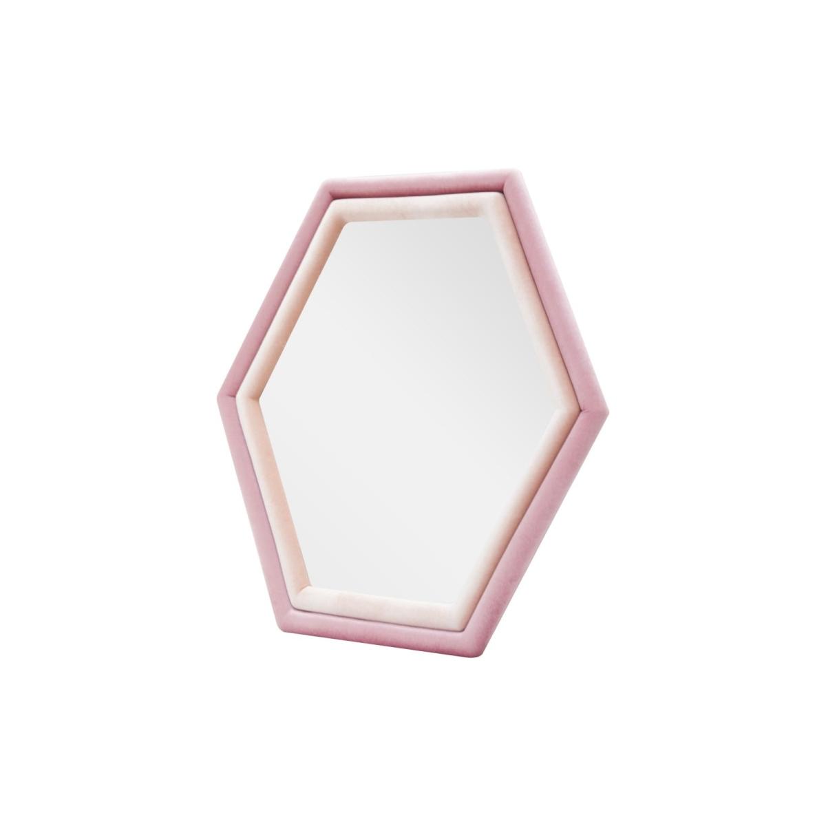 Specchio Da Muro Tony Velluto Rosa/Mix cm.75x4x80 Misura Specchio cm.58x65 |Mauro Ferretti