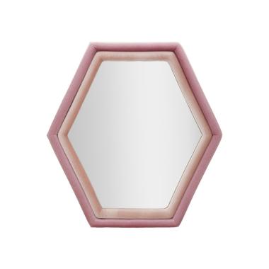 Specchio Da Muro Tony Velluto Rosa/Mix cm.75x4x80 Misura Specchio cm.58x65 |Mauro Ferretti
