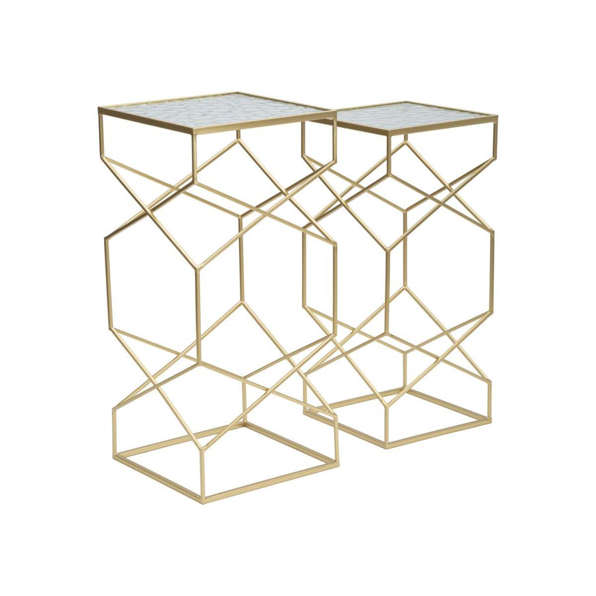 Tavolinetti Glassy Coppia cm.31,5x31,5x68-28x28x64 |Mauro Ferretti