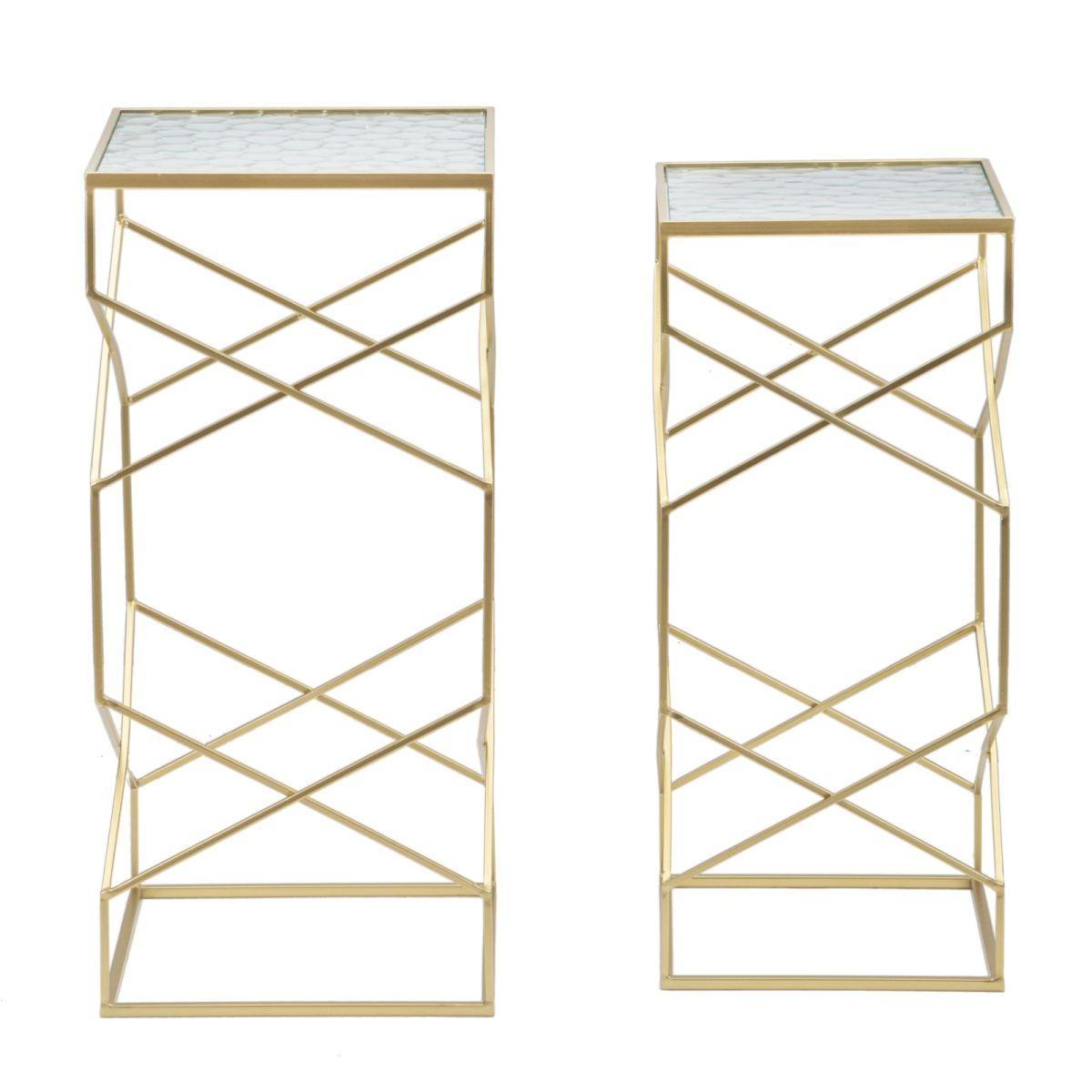 Tavolinetti Glassy Coppia cm.31,5x31,5x68-28x28x64 |Mauro Ferretti