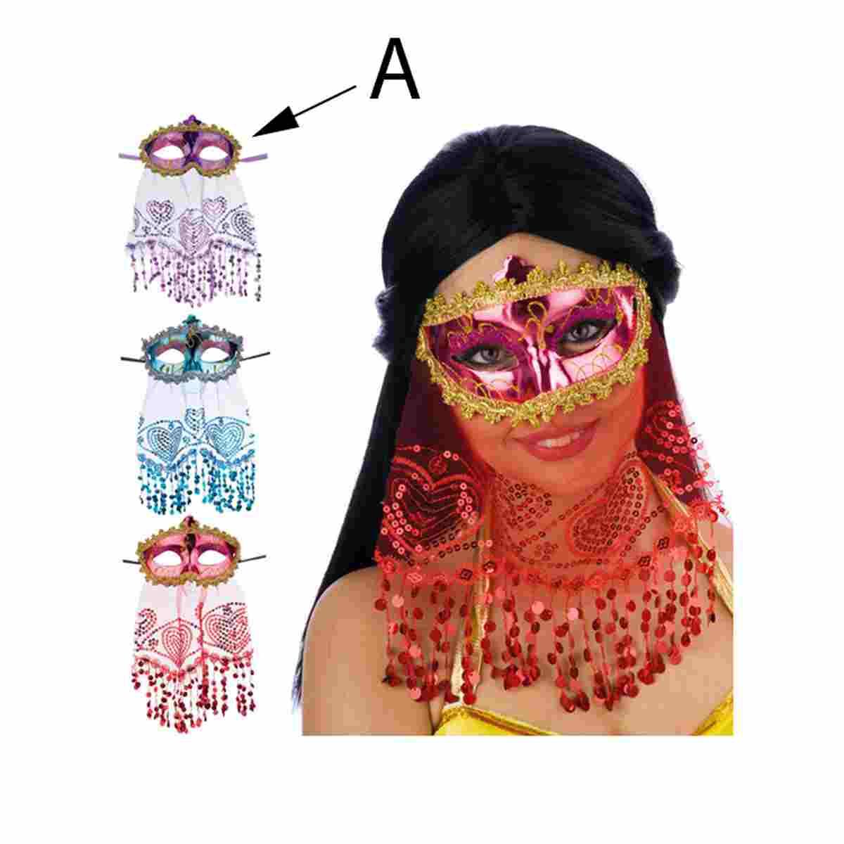 Maschera Viso Odalisca con Bautta 3 Colori |Carnival Toys