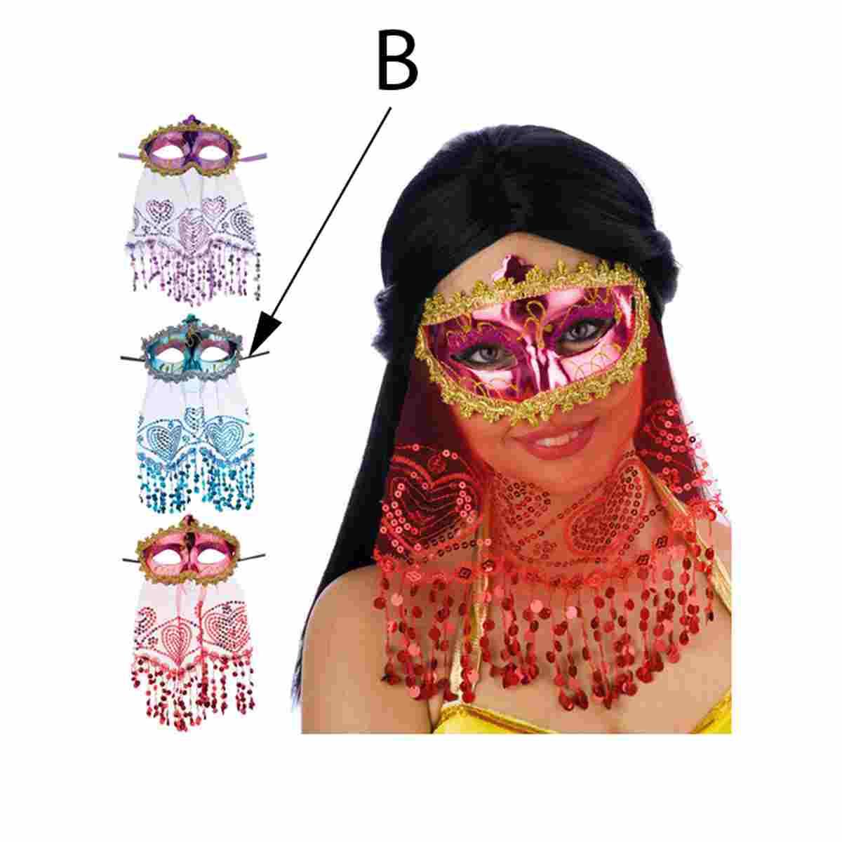 Maschera Viso Odalisca con Bautta 3 Colori |Carnival Toys